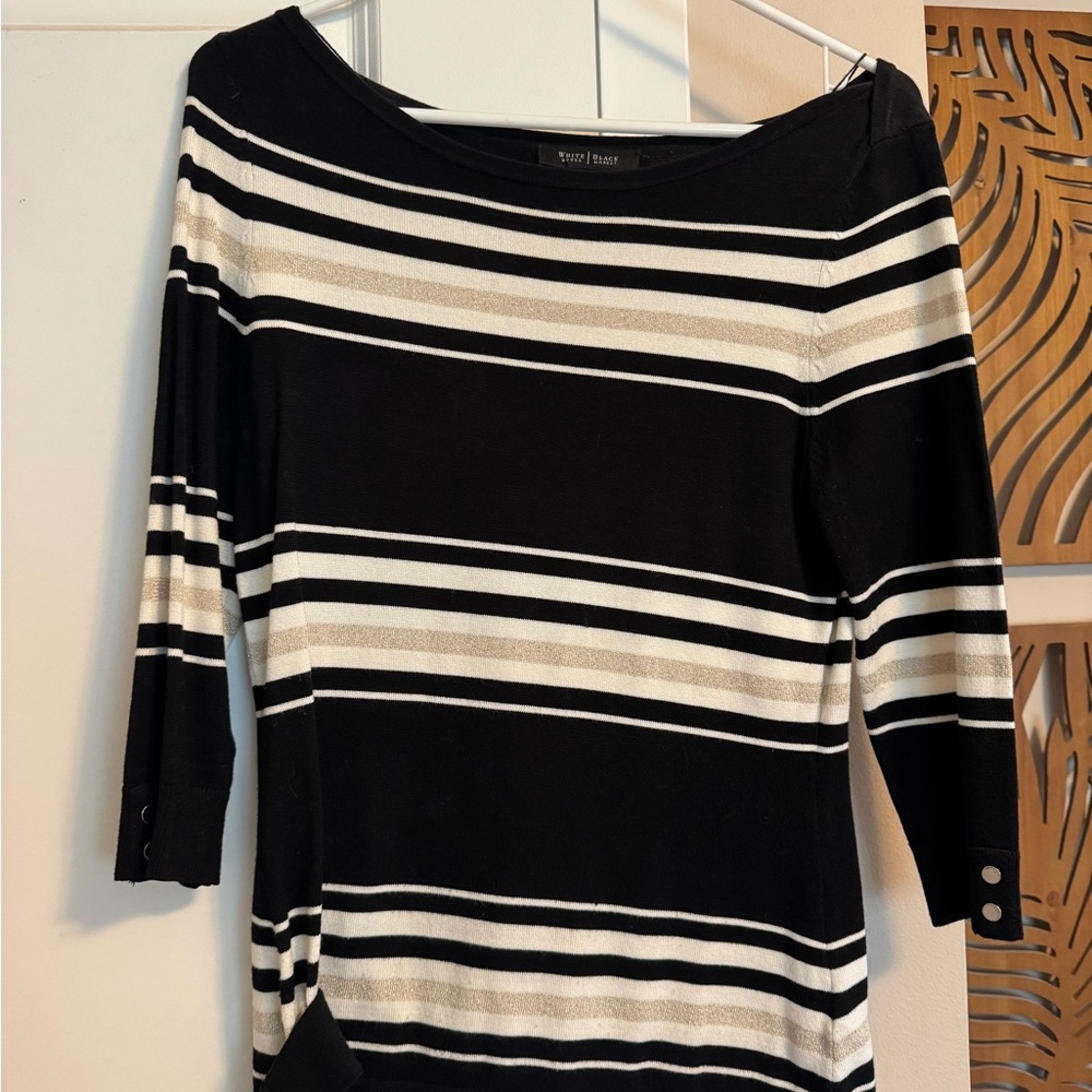 White House Black Market Striped Boatneck Sweater Size XS Great Condition